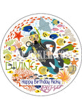 Scuba Diving Edible Icing Cake Topper 01