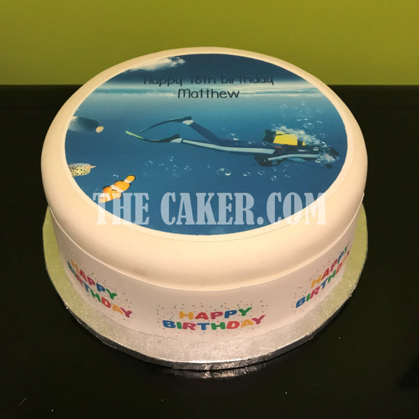 Scuba Diving Edible Icing Cake Topper 02