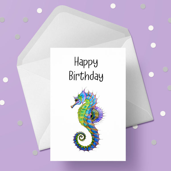 Seahorse Birthday Card 01