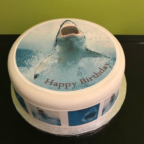 Shark 02 Edible Icing Cake Topper or Ribbon