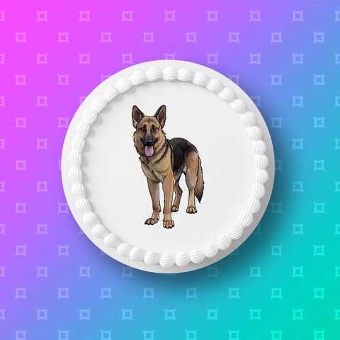 German Shepherd 03 Edible Icing Cake Topper or Ribbon