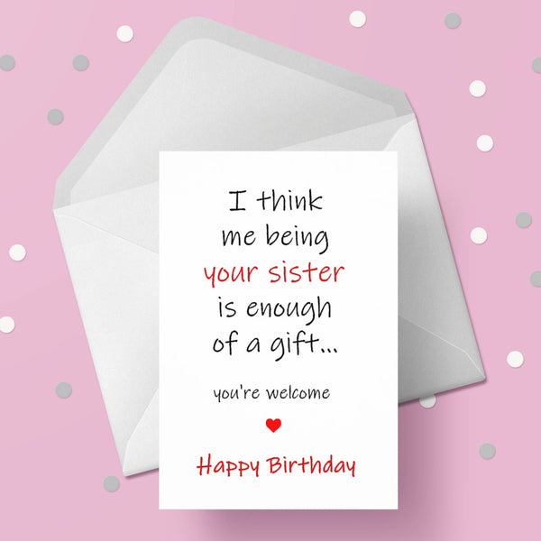 Sister Birthday Card 05 - funny from sister