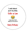 Sister in Law Edible Icing Cake Topper 02