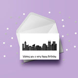 City Skyline Birthday Card - Sky Scraper Buildings