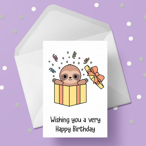 Sloth 03 Birthday Card