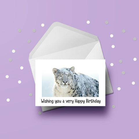 Snow Leopard 01 Birthday Card