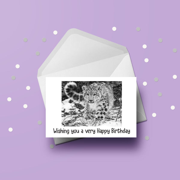 Snow Leopard Birthday Card 03