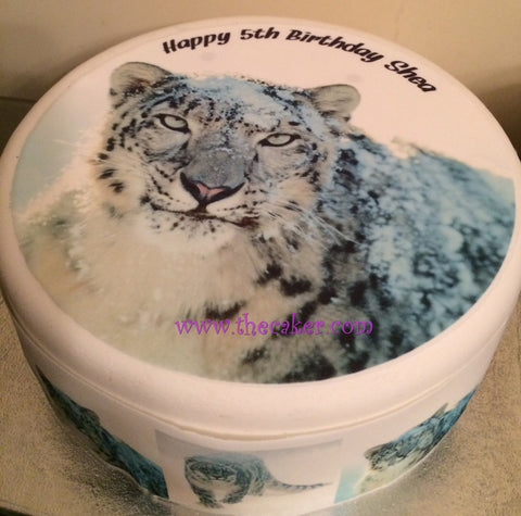 Snow Leopard 01 Edible Icing Cake Topper
