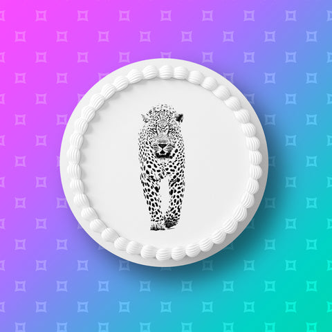 Snow Leopard 02 Edible Icing Cake Topper