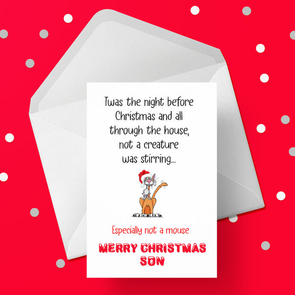 Christmas Card for Son - Funny "Twas the night..."