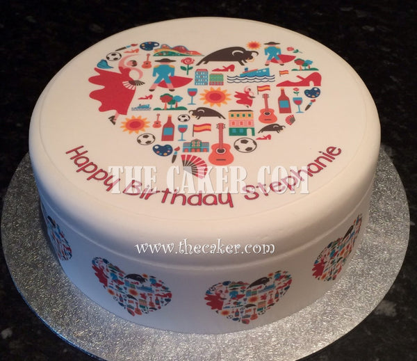 Spain Love Spanish Edible Icing Cake Topper