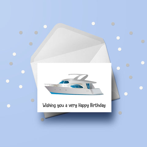 Speed Boat Birthday Card