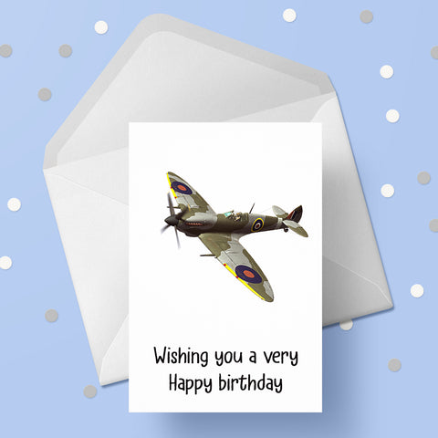 WW2 Spitfire plane Birthday Card 02