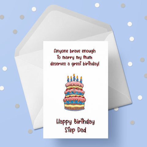 Birthday Card for Step Dad 01 - Funny marry my mum