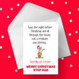 Christmas Card for Step Dad - Funny "Twas the night..."