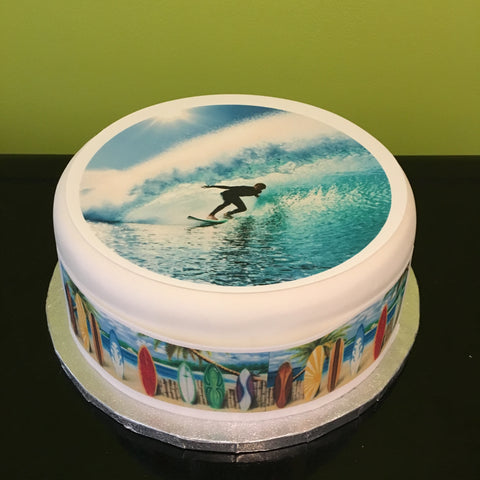 Surfing Surf Board 01 Edible Icing Cake Topper