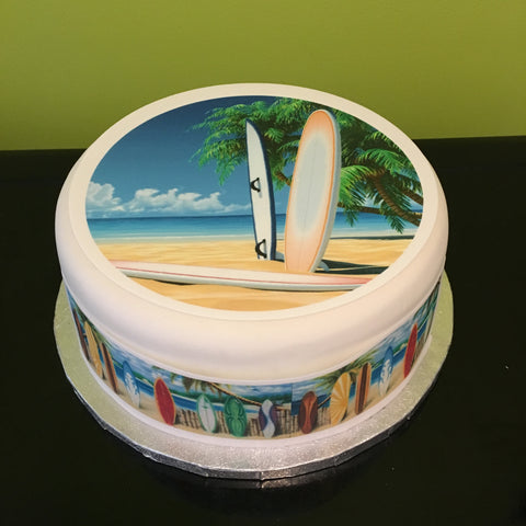 Surfing Surf Board 02 Edible Icing Cake Topper