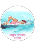 Swim Swimming Edible Icing Cake Topper 03