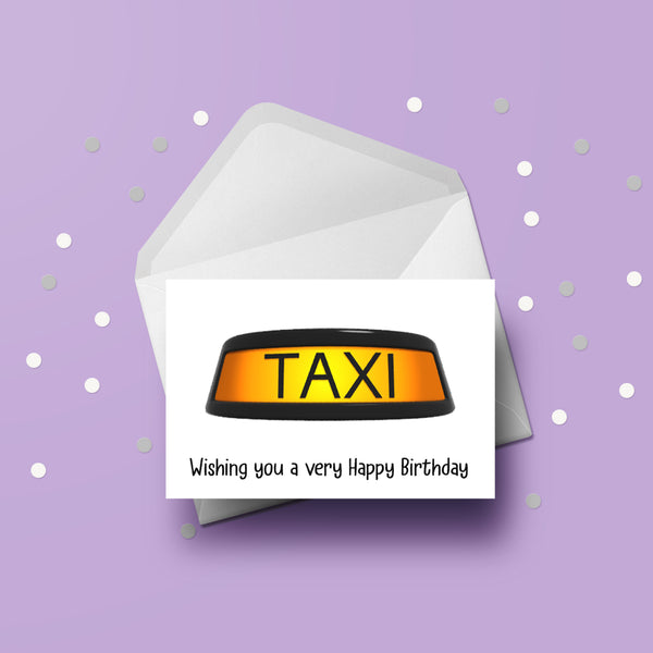 Taxi Cab Sign Birthday Card