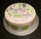 Tennis Theme Edible Icing Cake Topper