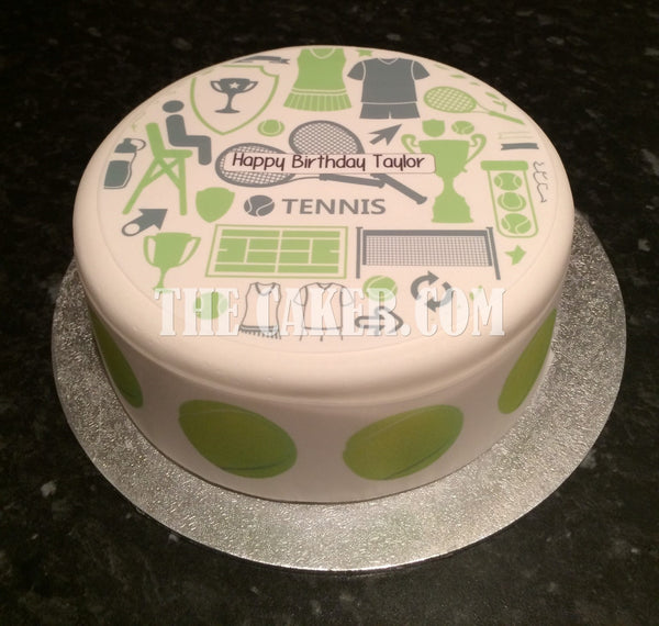 Tennis Theme Edible Icing Cake Topper