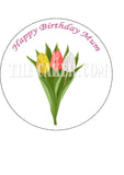 Tulip Flowers Edible Icing Cake Topper