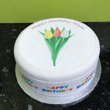 Tulip Flowers Edible Icing Cake Topper
