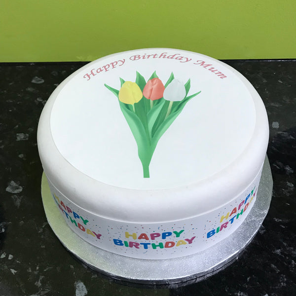 Tulip Flowers Edible Icing Cake Topper