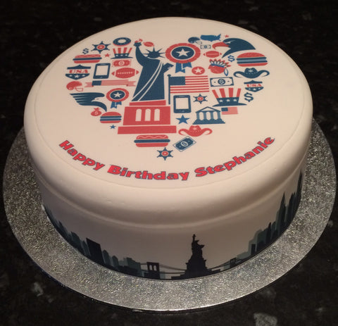 USA American 02 Edible Icing Cake Topper or Ribbon
