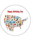 USA American Theme 01 Edible Icing Cake Topper