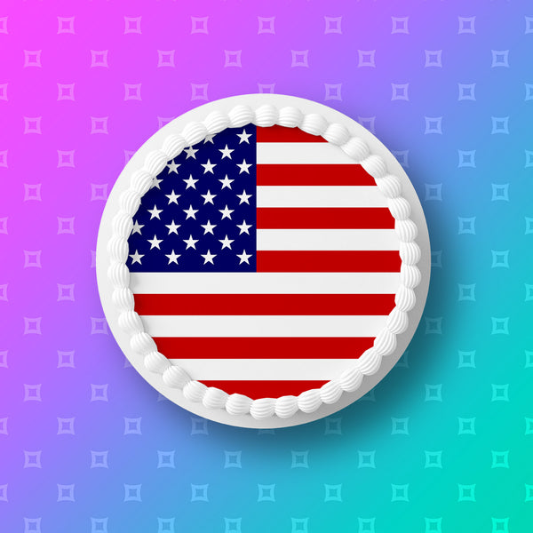 USA American Flag Edible Icing Cake Topper