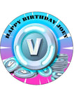 Fortnite V Bucks Edible Icing Cake Topper