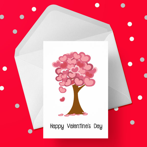 Valentine's Day Card 08 - Tree wtih Love Heart Leaves