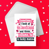 Boyfriend Birthday Card 05 - Funny "damn he's lucky"