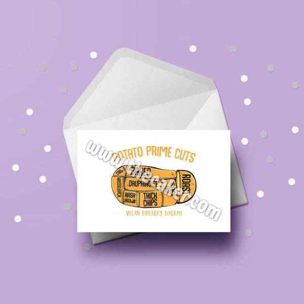 Vegan Birthday Card 05 - Potato prime cuts