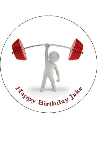 Weight LIfter Edible Icing Cake Topper