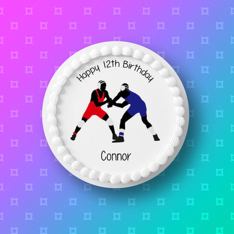 Wrestling Edible Icing Cake Topper