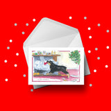Christmas Card 21 - Funny Rottweiler Dog chasing Santa away