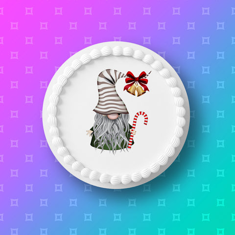 Christmas Cake Topper 24 - Christmas Gnome and Candy Cane