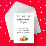 Christmas Card for Husband - Loads of presents