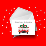 Christmas Card 16 - Funny Driving "Gnome" for Christmas
