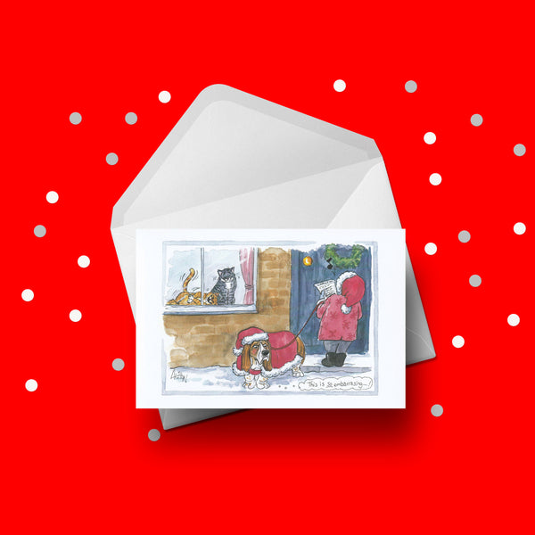 Christmas Card 49 - Funny Basset Hound Dog carol singing