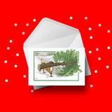 Christmas Card 46 - Funny Dog bringing in the Xmas Tree