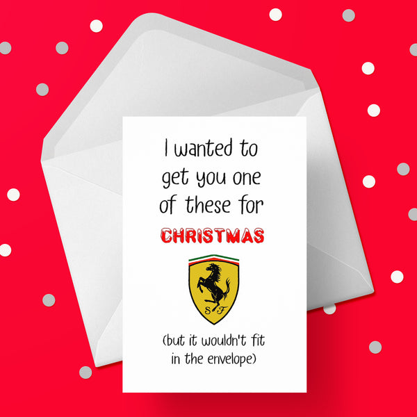 Funny Christmas Card with Ferrari