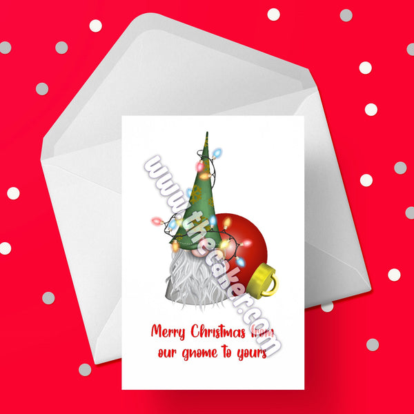 Christmas Card 25 - Christmas Gnome & Bauble