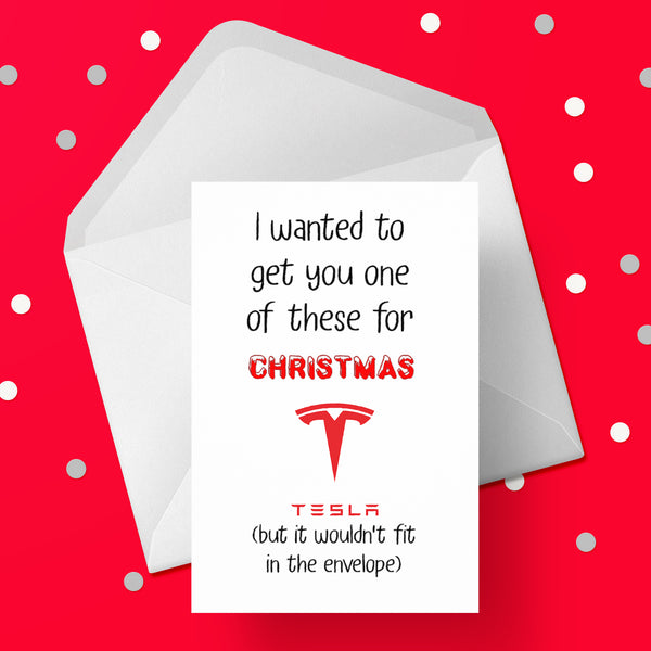 Funny Christmas Card with Tesla