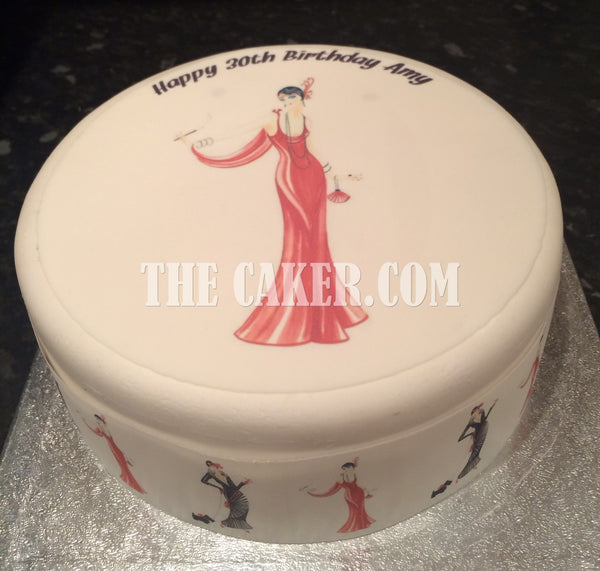 Art Deco Lady Edible Icing Cake Topper 02