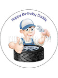 Car Mechanic Tyres Edible Icing Cake Topper