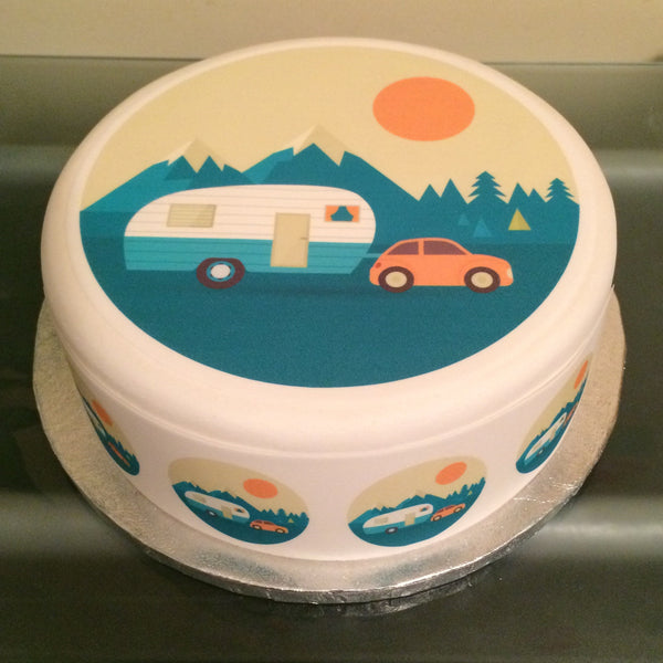 Caravan Motorhome Edible Icing Cake Topper 01