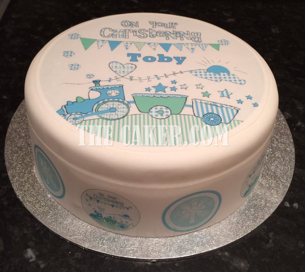 Christening Edible Icing Cake Topper 01